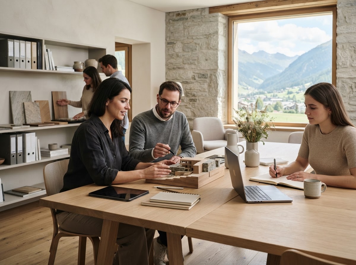 Pagtrix Arbeitsumfeld mit Holz und Stein, das Fokus und Klarheit symbolisiert
